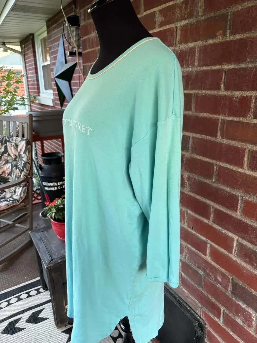 Victoria's Secret Pink Shirt Can't Get Up Women's Jr Size S Sleep Green *READ*
